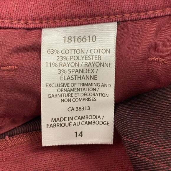 United Colors Of Benetton Burgundy High Rise Jeans Size 14 - Picture 6 of 6